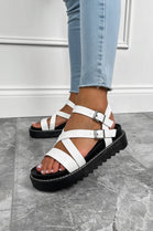 Women's White Strappy Platform Sandals