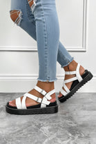 Women's White Strappy Platform Sandals