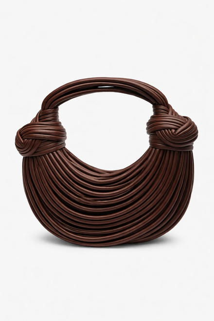 Wholesale Premium Dark Brown Curved Knotted Shoulder Bag