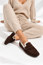 Women’s Faux Fur Lined Penny Loafers in Brown | Wholesale