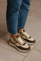 Wholesale Brown Colourblock Chunky Lace-Up Trainers