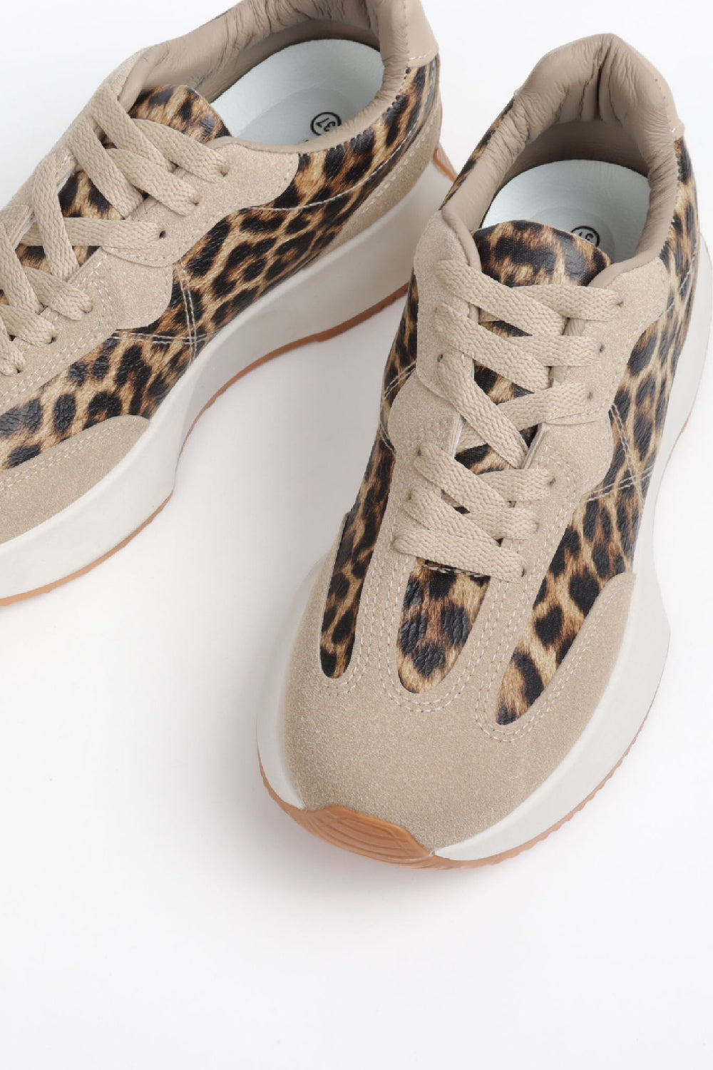 Women's Leopard Print Lace Up Chunky Runner Trainers
