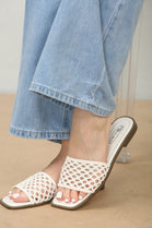 White Mesh Detailed Strap Flat Sandals