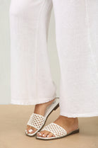 White Mesh Detailed Strap Flat Sandals
