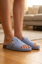 Wholesale Women's Buckle Mule Sandals In Blue