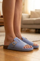 Wholesale Women's Buckle Mule Sandals In Blue