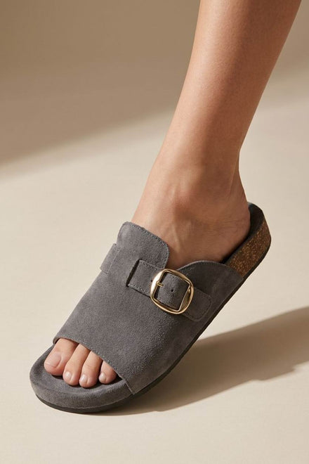 Wholesale Women's Buckle Mule Sandals In Grey
