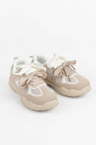 Women's Khaki Mesh Lace Up Chunky Trainers
