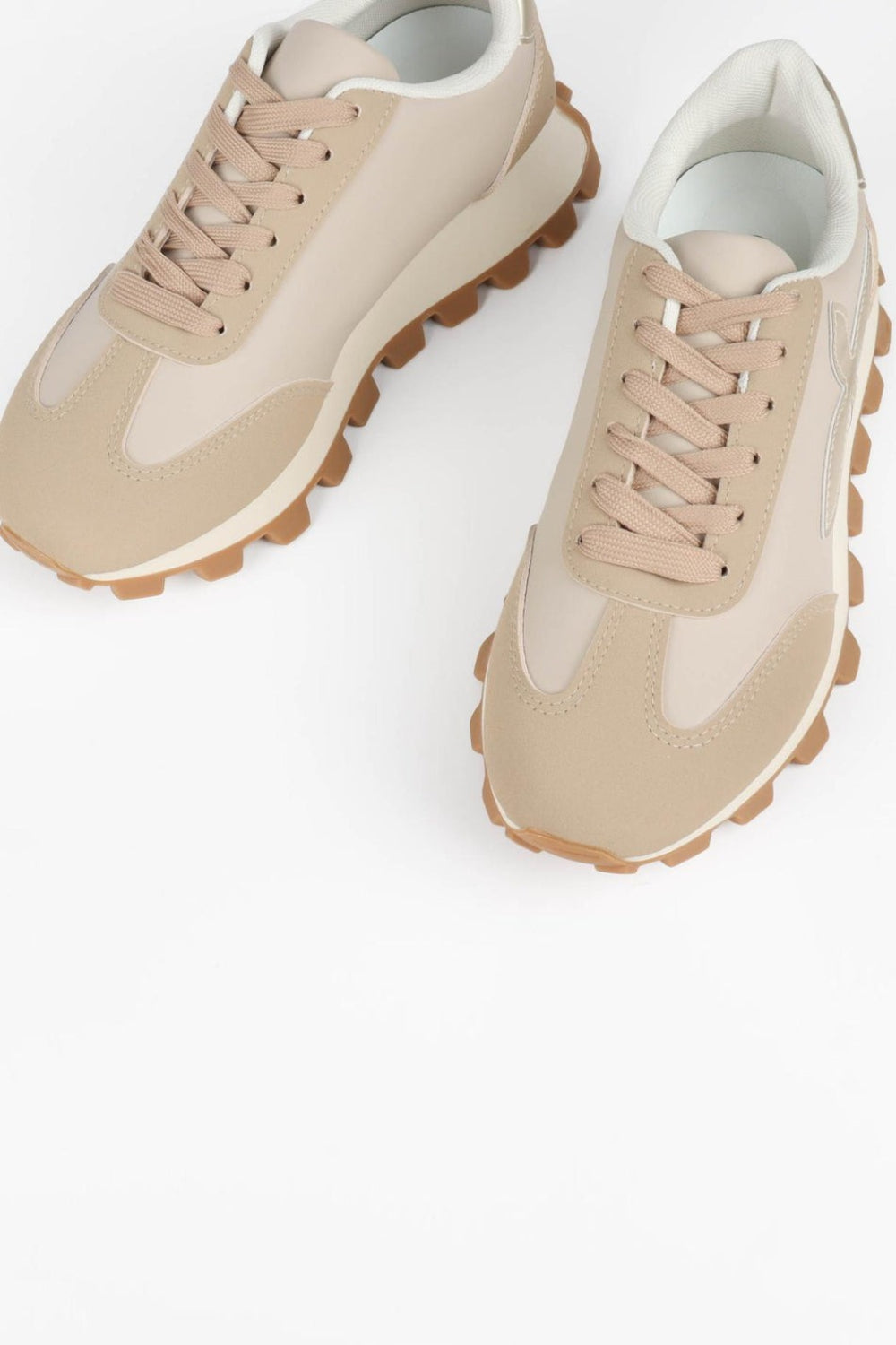 CHUNKY METALLIC TRAINERS IN KHAKI