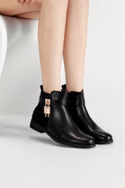 Women's Flat Lock Detail Chelsea Designer Ankle Boot in Black