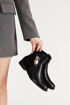 Women's Flat Lock Detail Chelsea Designer Ankle Boot in Black