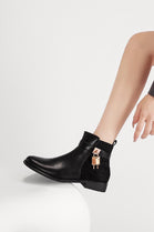 Women's Flat Lock Detail Chelsea Designer Ankle Boot in Black