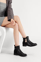 Women's Flat Lock Detail Chelsea Designer Ankle Boot in Black
