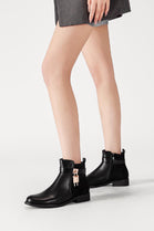 Women's Flat Lock Detail Chelsea Designer Ankle Boot in Black