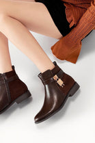 Women's Flat Lock Detail Chelsea Designer Ankle Boot in Brown