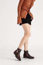 Women's Flat Lock Detail Chelsea Designer Ankle Boot in Brown