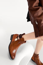 Women's Flat Lock Detail Chelsea Designer Ankle Boot in Camel