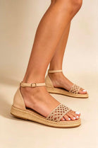 Women’s Nude Espadrille Flat Sandals with Ankle Strap