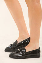 Black Patent Chunky Tassel Loafers