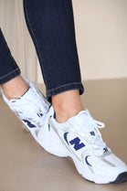 BLUE LACE UP FLAT TRAINERS