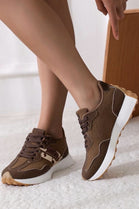 Ladies Brown Lace Up Grip Sole Casual Comfort Running Shoes Trainers