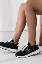 BLACK LACE UP CHUNKY SIDE DETAIL DESIGNER FASHION RUNNING SHOES TRAINERS