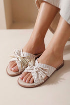 Bohemian Canvas Tassel Summer Mules Sliders in Beige