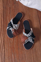 Bohemian Canvas Tassel Summer Mules Sliders in Black