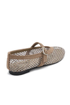 Wholesale Khaki Rhinestone Mesh Ballet Mary Jane Flats