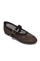 Wholesale Brown Rhinestone Mesh Ballet Mary Jane Flats