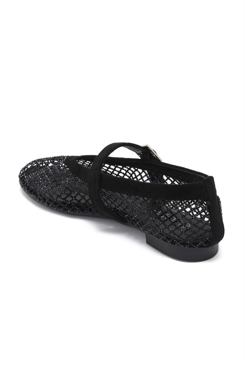 Wholesale Black Rhinestone Mesh Ballet Mary Jane Flats