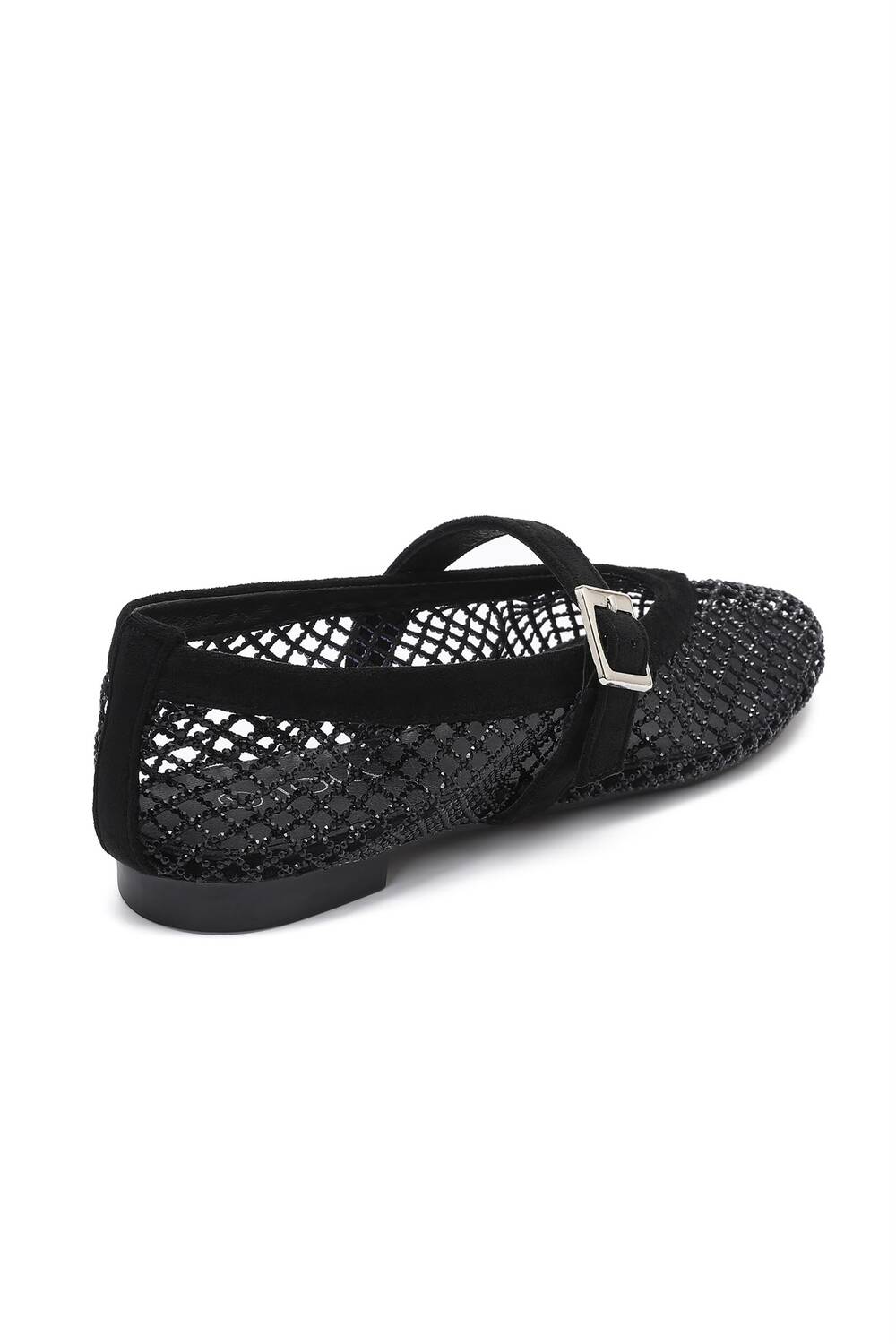 Wholesale Black Rhinestone Mesh Ballet Mary Jane Flats