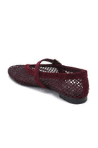 Wholesale Wine Red Rhinestone Mesh Ballet Mary Jane Flats