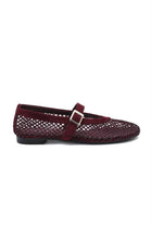 Wholesale Wine Red Rhinestone Mesh Ballet Mary Jane Flats