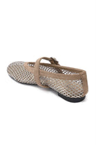 Wholesale Khaki Rhinestone Mesh Ballet Mary Jane Flats