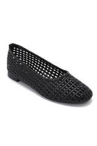 Ladies Black Woven Breathable Flat Ballet Shoes