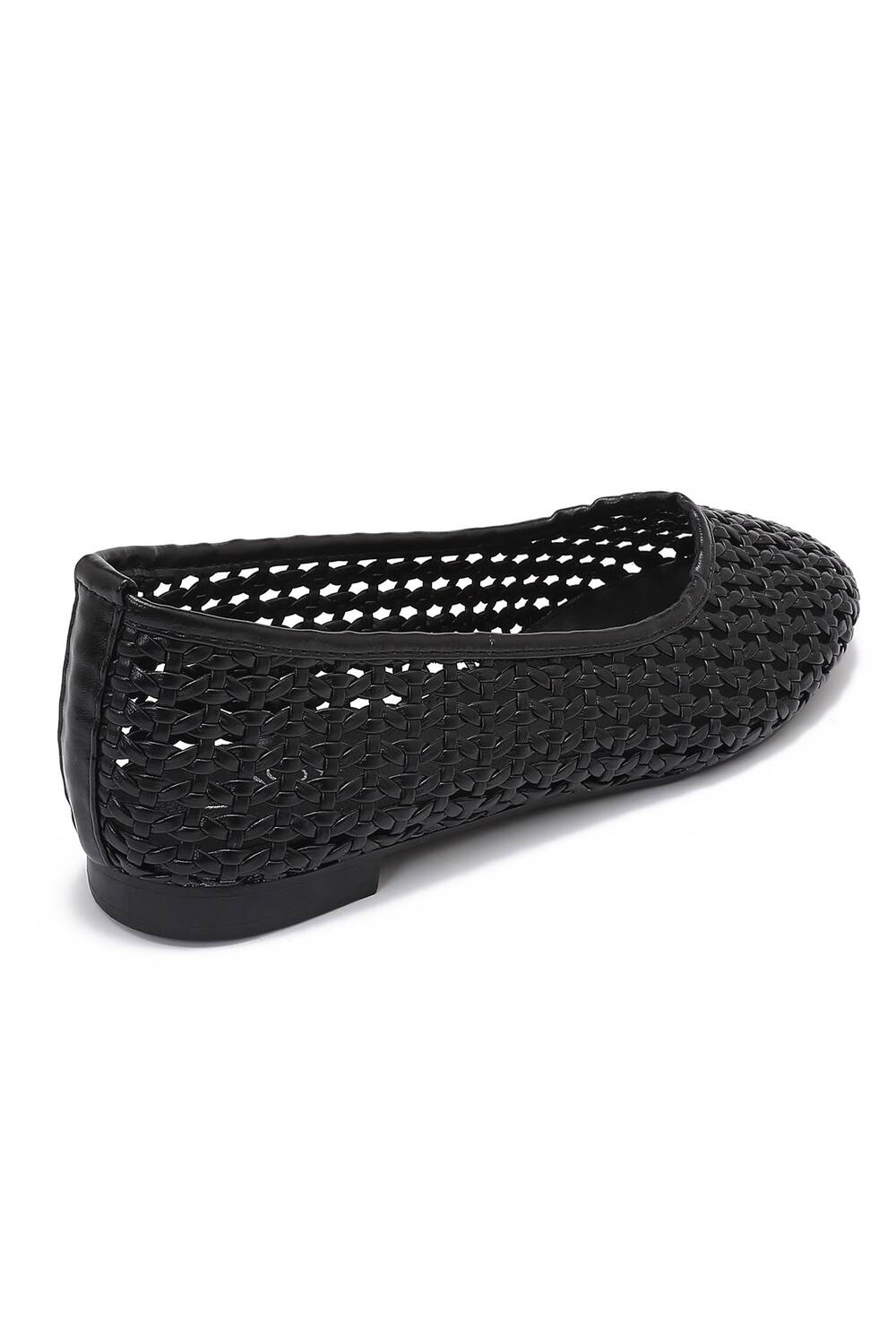 Ladies Black Woven Breathable Flat Ballet Shoes
