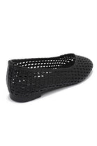 Ladies Black Woven Breathable Flat Ballet Shoes