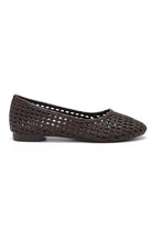 Ladies Dark Brown Woven Breathable Flat Ballet Shoes