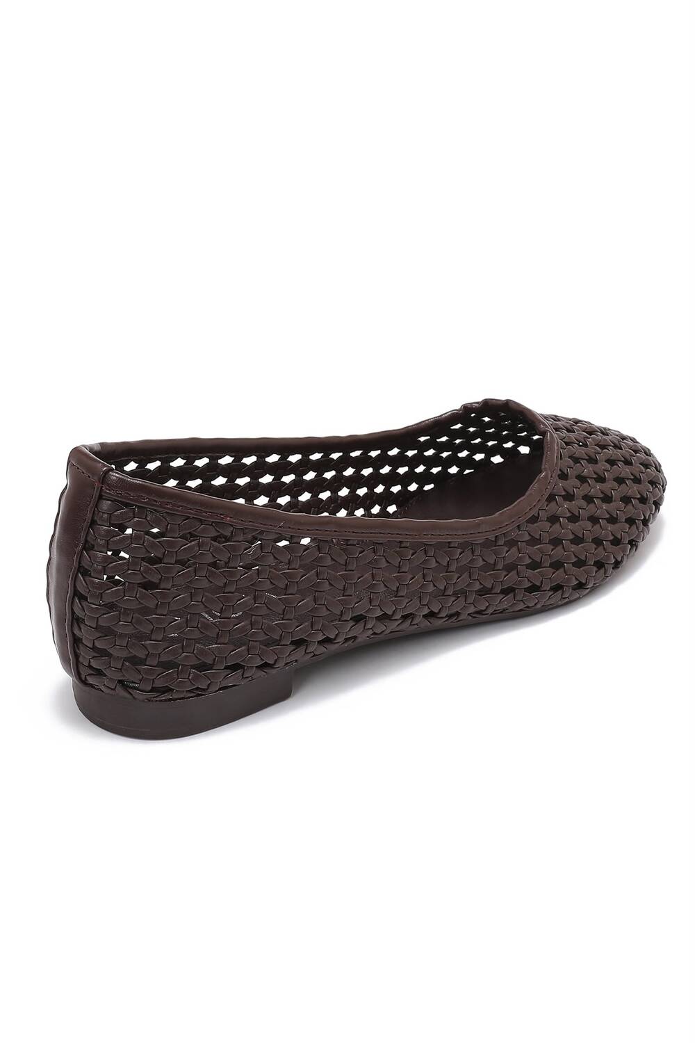 Ladies Dark Brown Woven Breathable Flat Ballet Shoes