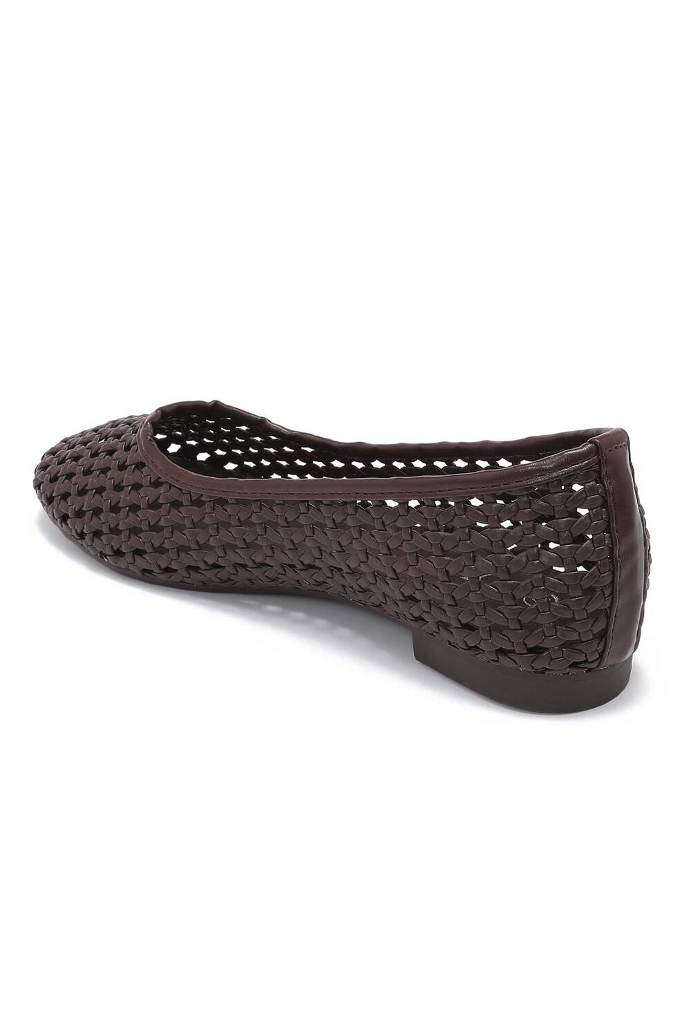 Ladies Dark Brown Woven Breathable Flat Ballet Shoes