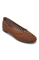 Ladies Camel Woven Breathable Flat Ballet Shoes