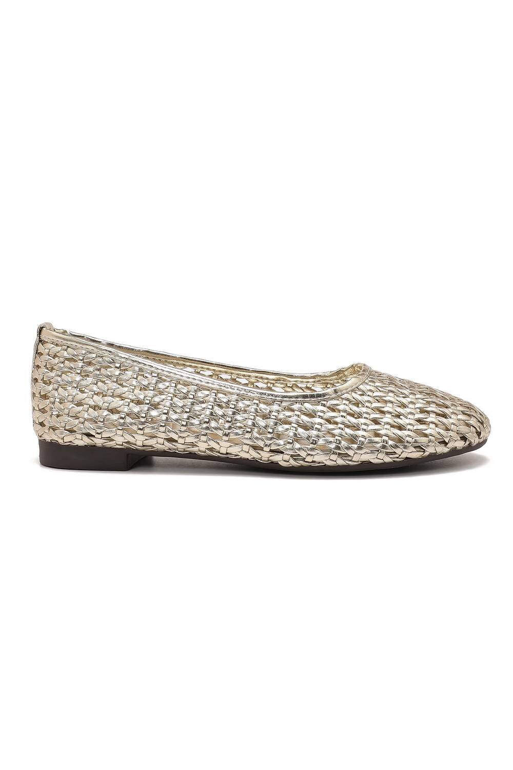 Ladies Gold Metallic Woven Breathable Flat Ballet Shoes
