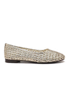 Ladies Gold Metallic Woven Breathable Flat Ballet Shoes