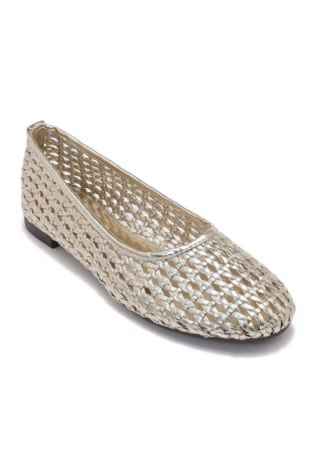 Ladies Gold Metallic Woven Breathable Flat Ballet Shoes