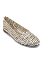 Ladies Gold Metallic Woven Breathable Flat Ballet Shoes