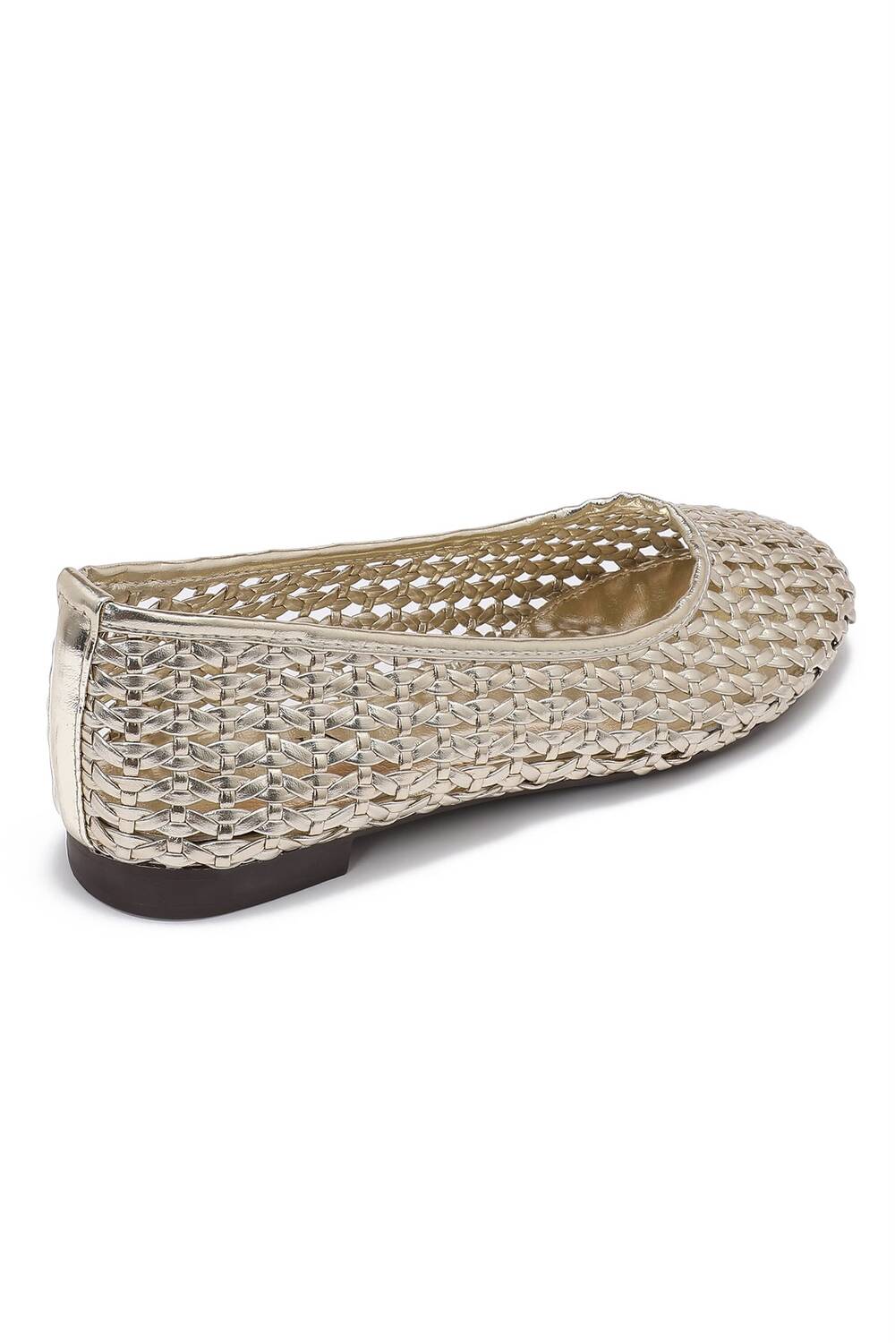 Ladies Gold Metallic Woven Breathable Flat Ballet Shoes
