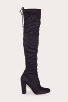 BLACK SUEDE BLOCK HEEL OVER THE KNEE BOOT