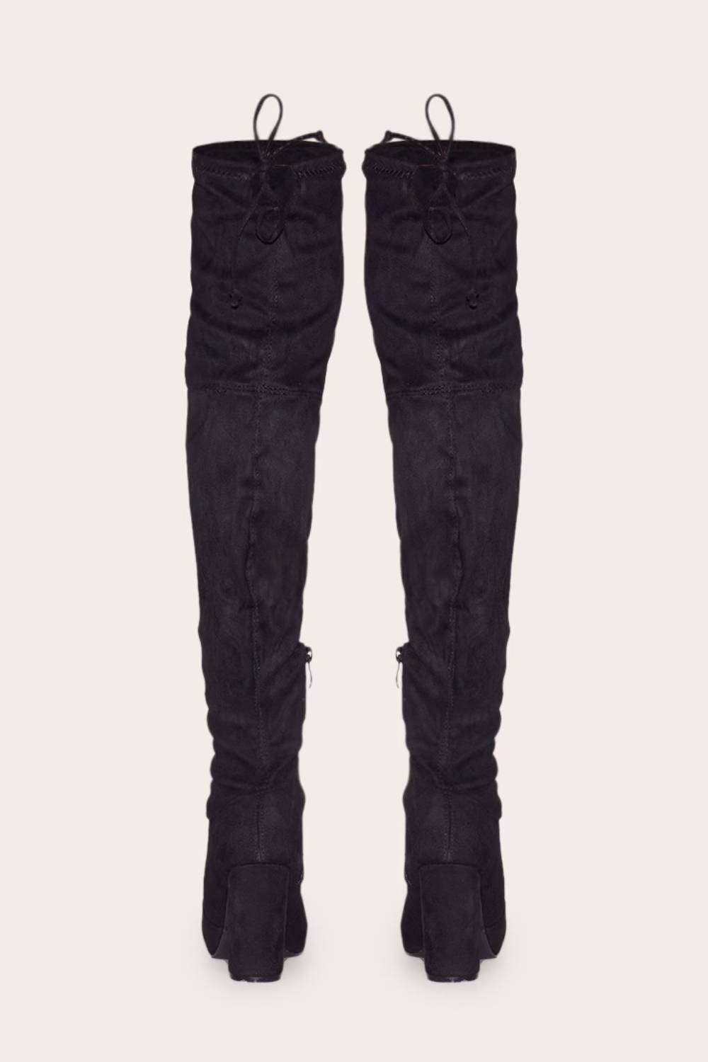 BLACK SUEDE BLOCK HEEL OVER THE KNEE BOOT