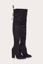 BLACK SUEDE BLOCK HEEL OVER THE KNEE BOOT